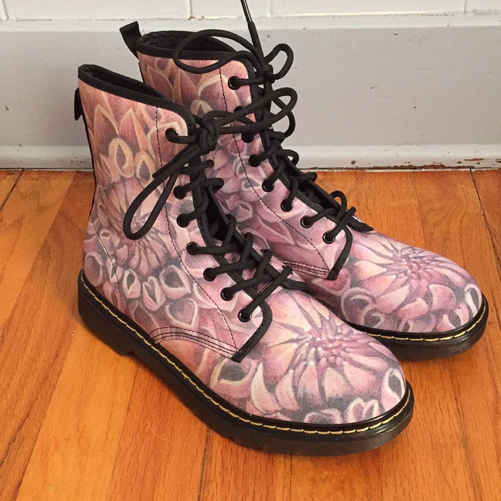 Floral combat boots
